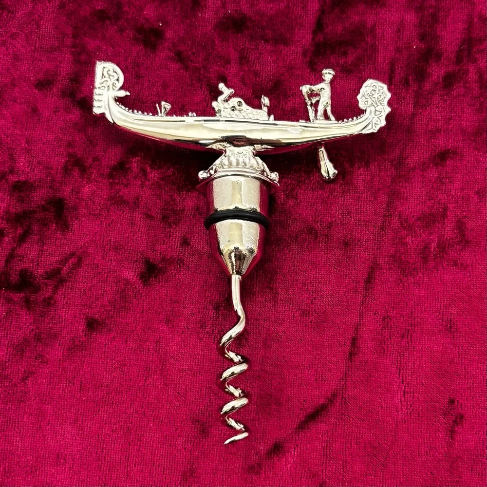Vintage Silver Metal VENICE VENEZIA Italy Gondola Corkscrew Wine Opener Barware